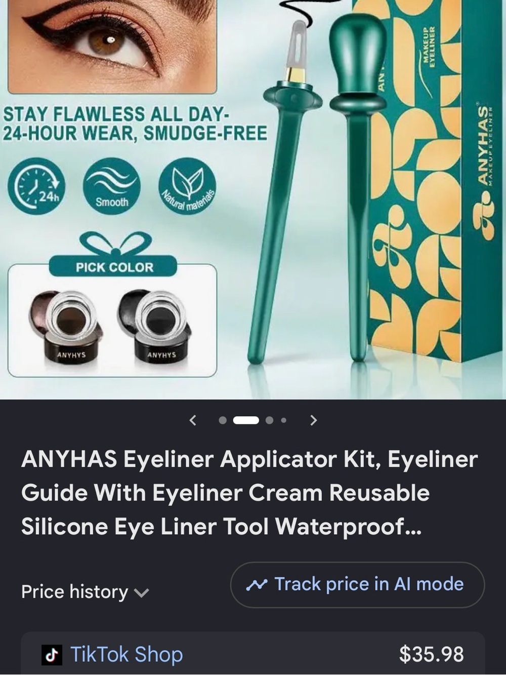 ANYHAS eyeliner kit. Black and Brown cream eyeliner! Wand brush.Longlasting wing